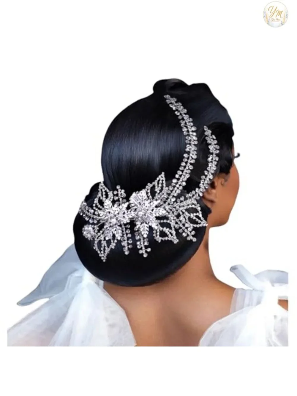 Handmade Rhinestone Wedding Headpiece Hair Accessory Silver Leaf Pearl TIARA